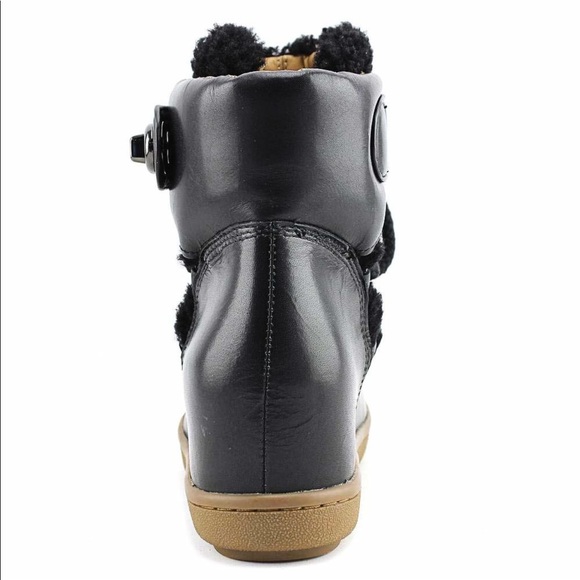 Coach Monroe Boots Black Leather Shearling Sz 10 - Picture 3 of 7